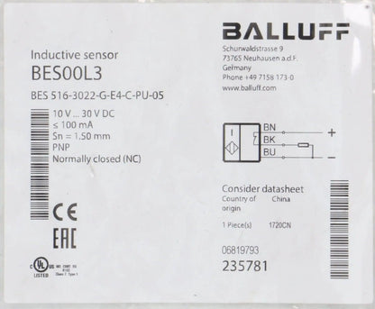 Balluff Inductive Standard Sensor BES 516-3022-G-E4-C-PU-05