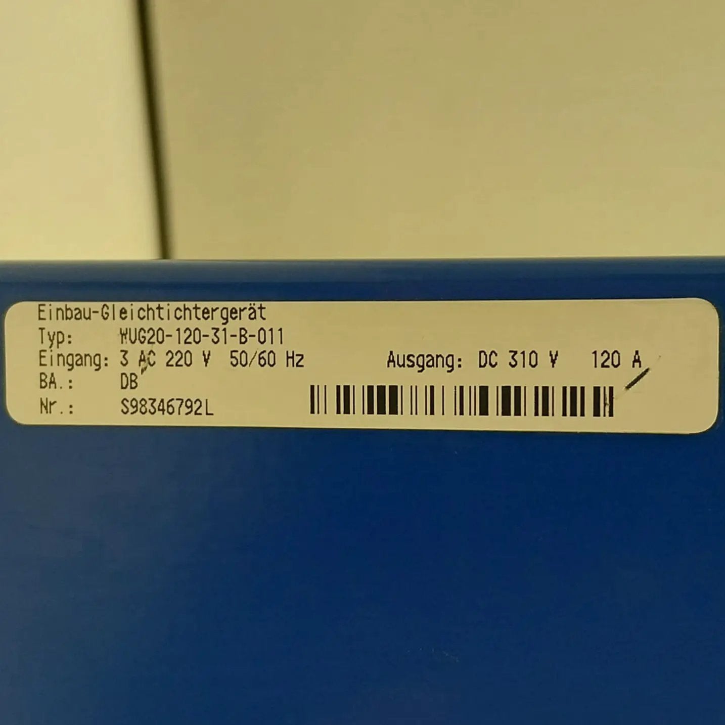 Baumuller/Weber WUG20 120 31 B Servo Power Supply Unit