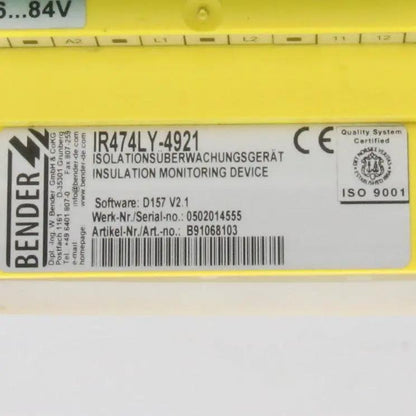 Bender IR474LY 4921 Insulation Monitor