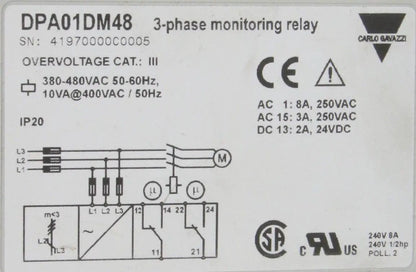Carlo Gavazzi DPA01 DM48 3-Phase Monitoring Relay