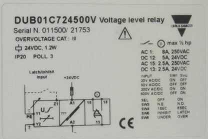 Carlo Gavazzi DUB01C724500V Voltage Level Relay