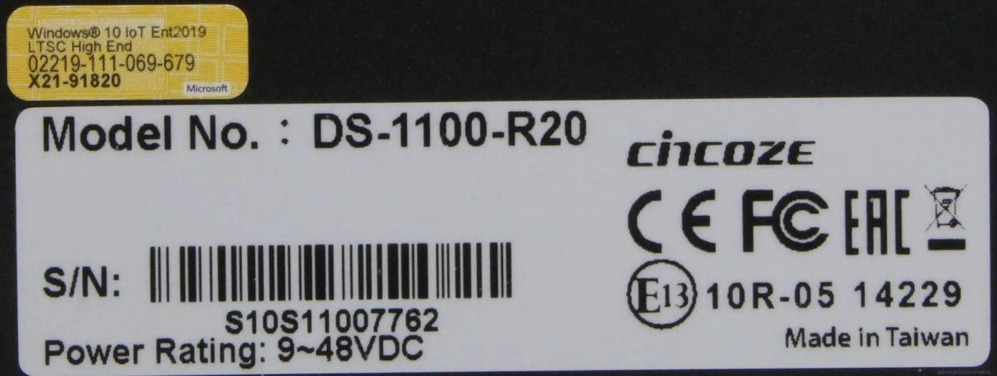 Cincoze DS1100-R20 Fanless Embedded PC