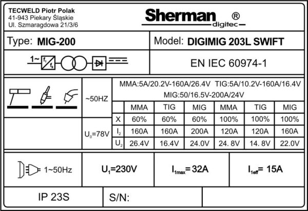 DIGIMIG 203L SWIFT synergisch inverterlasapparaat