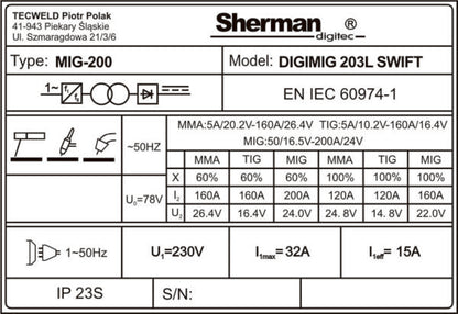 DIGIMIG 203L SWIFT synergisch inverterlasapparaat