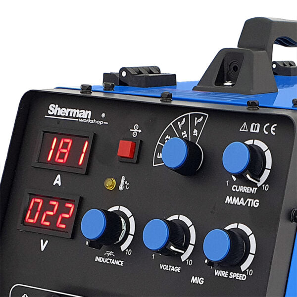 DUALMIG 210 S4 inverter lasapparaat met wielen en fleshouder.