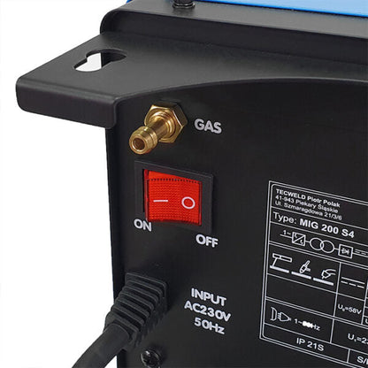 DUALMIG 210 S4 inverter lasapparaat met wielen en fleshouder.