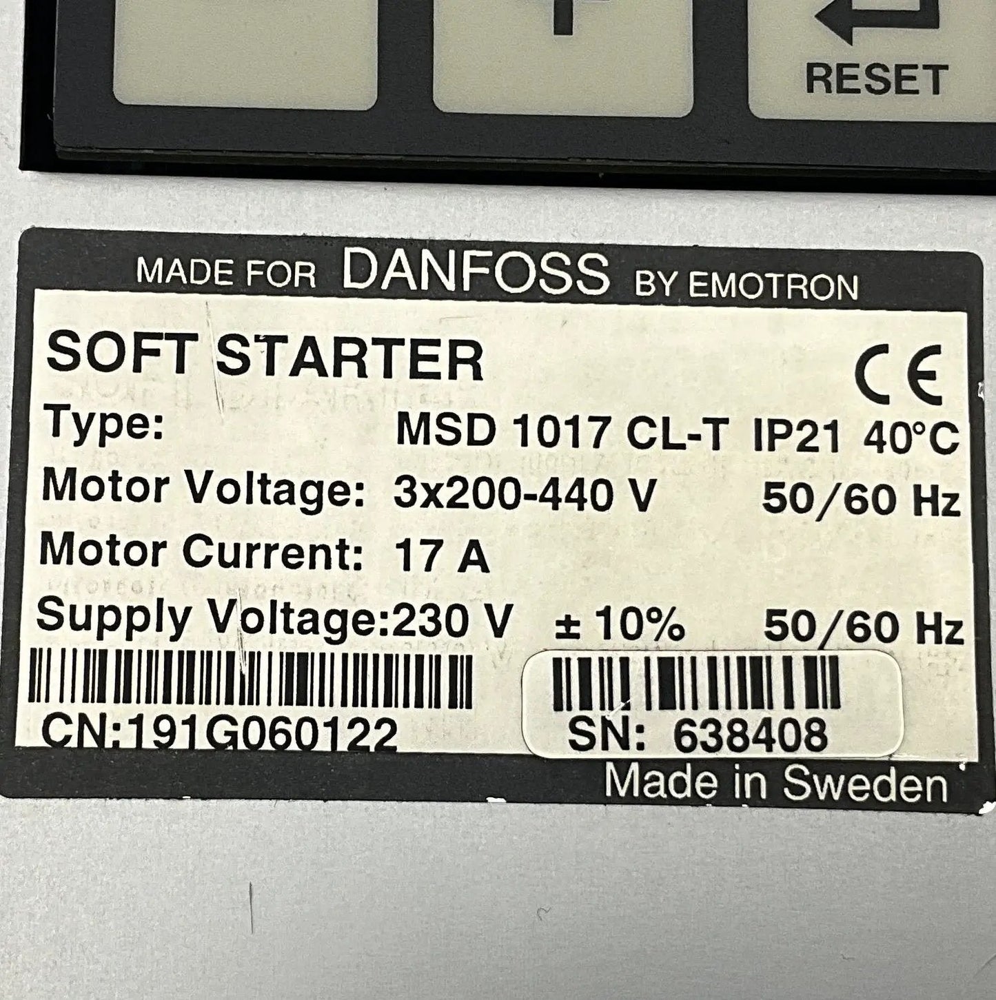 Danfoss MSD 1017 CL-T Soft Starter