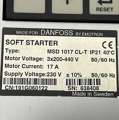 Danfoss MSD 1017 CL-T Soft Starter