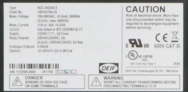 Deif AGC-4 Automatic Gen-Set Controller