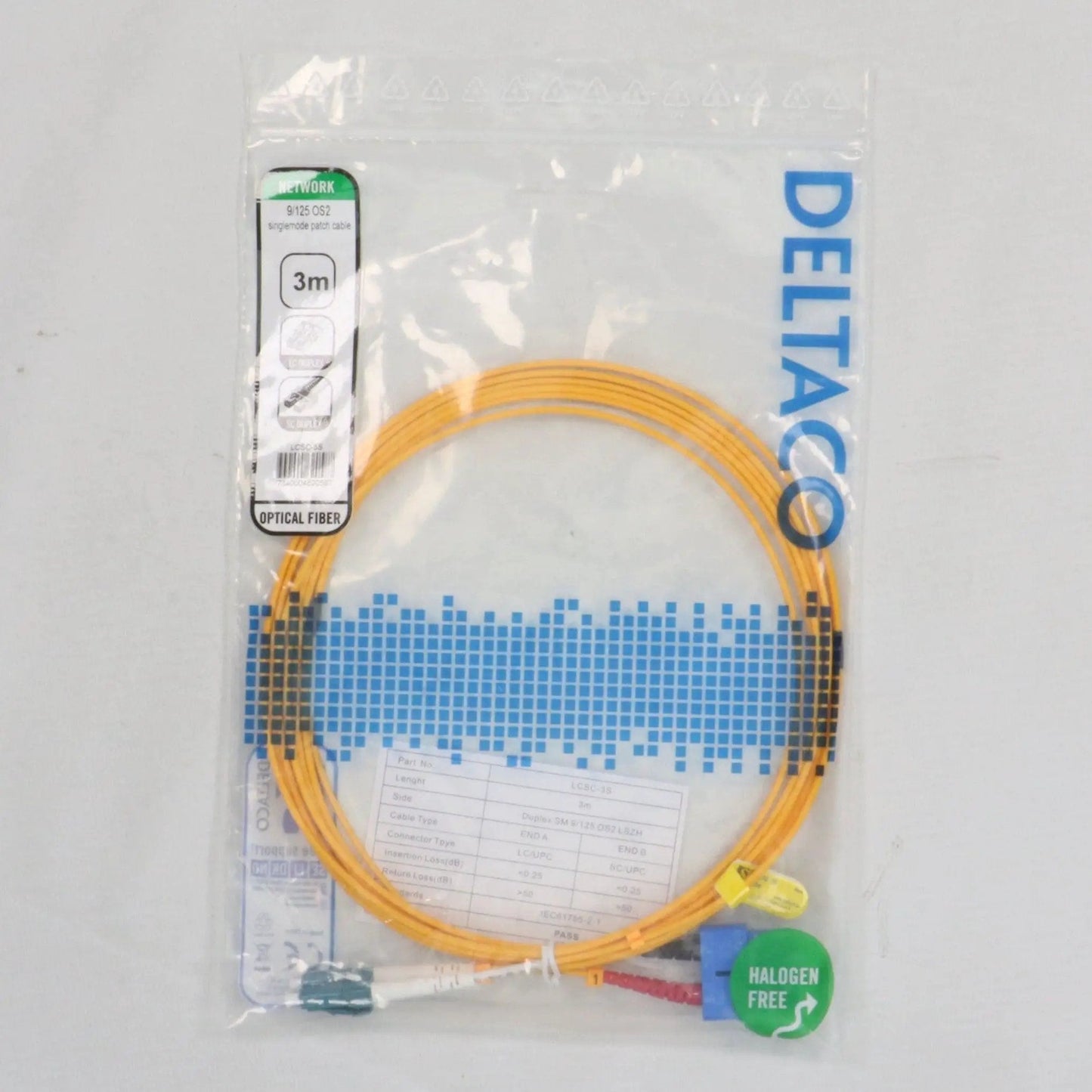 Deltaco 9/125 OS2 Fibre Optic Patch Cable