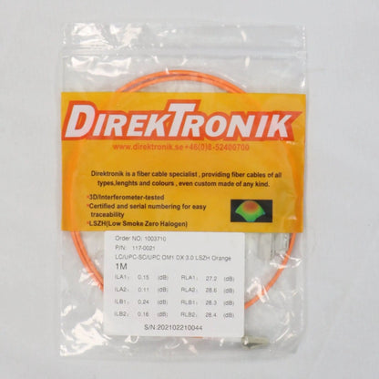 DirekTronik 117 0021 Fibre Optic Patch Cable