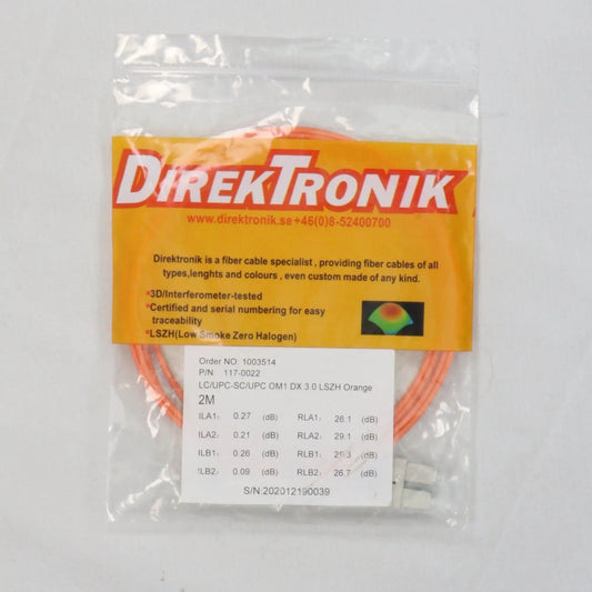 DirekTronik 117 0022 Fibre Optic Patch Cable