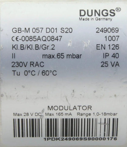 Dungs GB M057D01S20 Gas Modulator