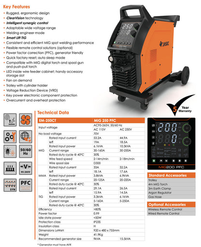 Jasic EVO MIG250 Lasmachine met Digitaal Display en PFC