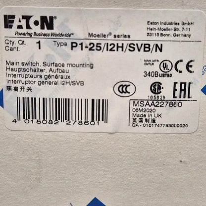 Eaton P1-25/I2H/SVB/N Main Switch