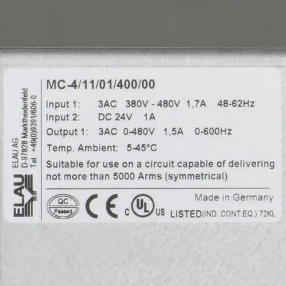 Elau PacDrive MC-4/11/01/400 Servo Drive - HW: E0L503