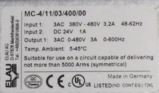 Elau Pacdrive MC-4/11/03/400 Servo Drive - E0L503