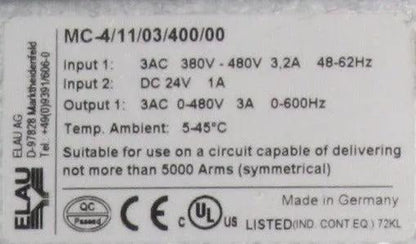 Elau Pacdrive MC-4/11/03/400 Servo Drive - E0L503