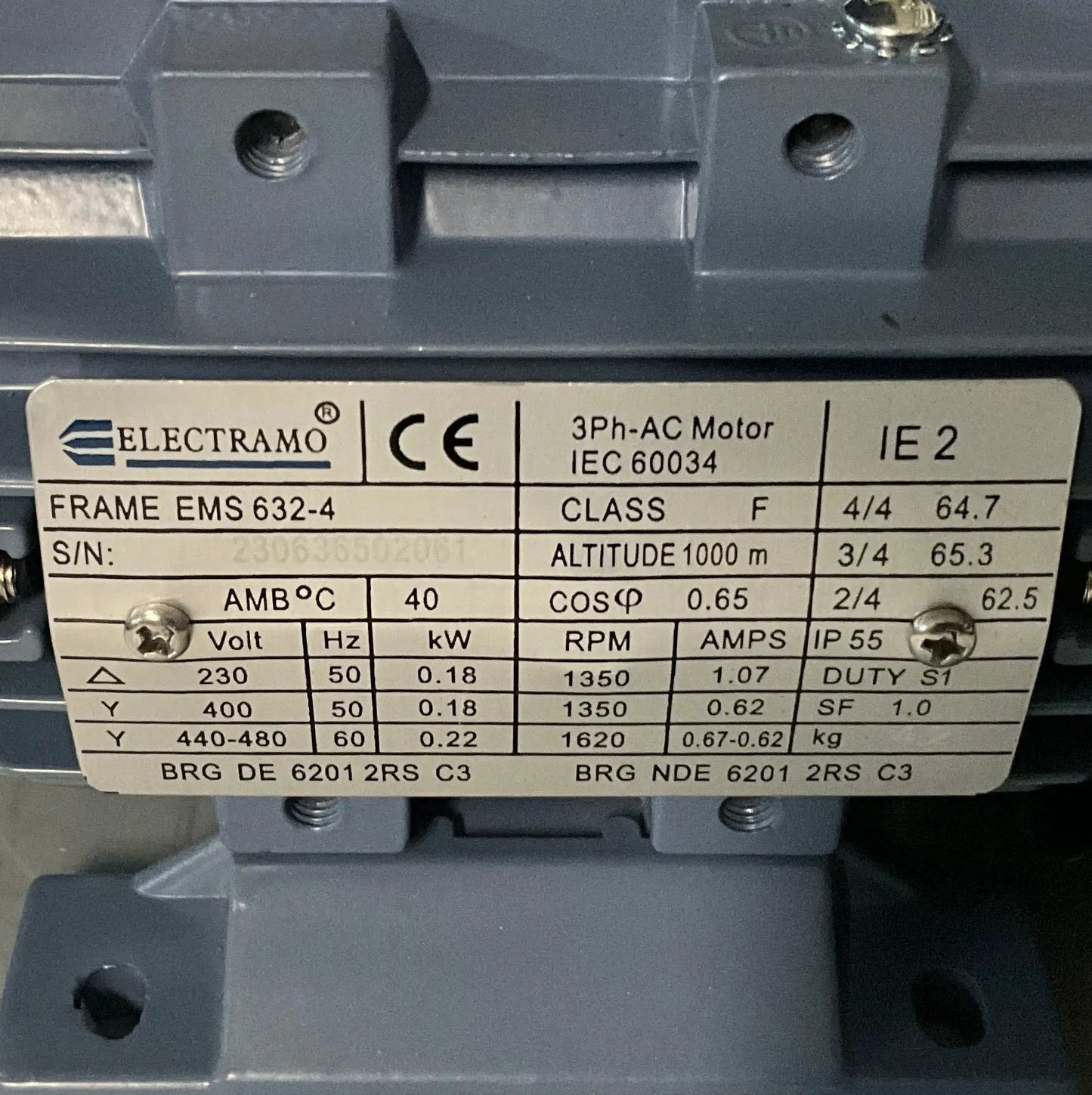 Electramo EMS632-4 3 Phase AC Motor