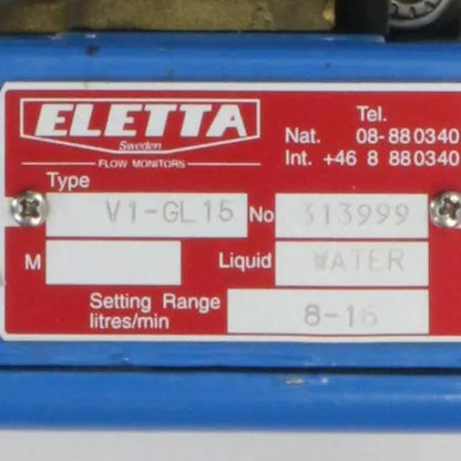 Eletta V1-GL15 Liquid Flow Monitor with Gauge