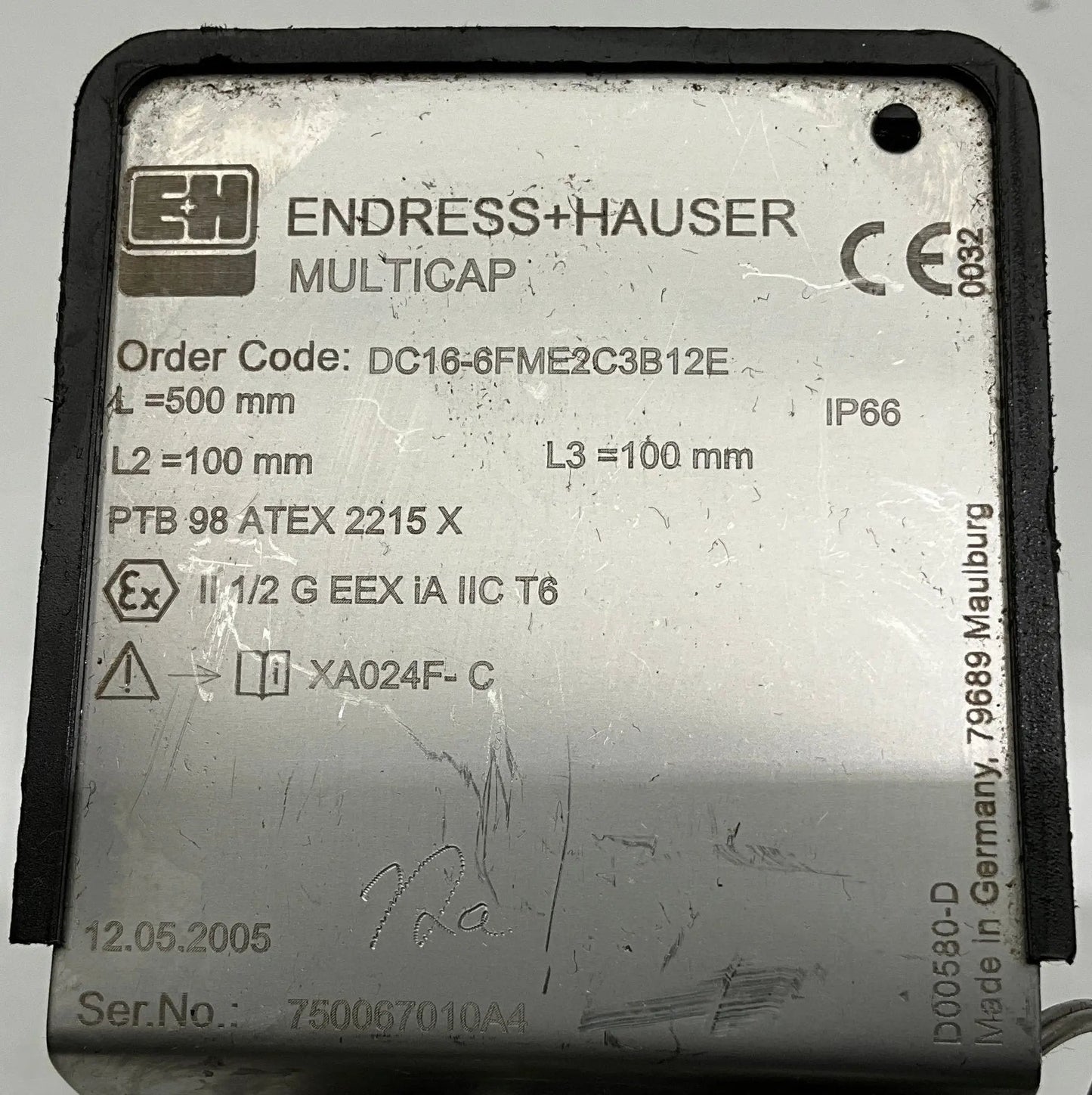 Endress + Hauser Multicap DC16-6FME2C3B12E Capacitive Level Sensor