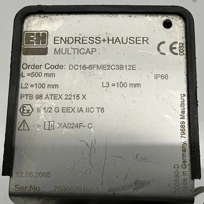 Endress + Hauser Multicap DC16-6FME2C3B12E Capacitive Level Sensor