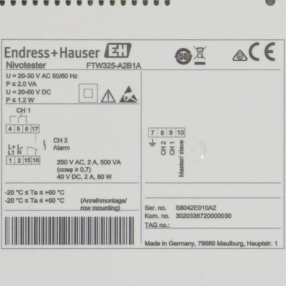 Endress + Hauser Nivotester FTW325 A2B1A Conductive Level Switch