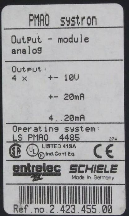 Entrelec Schiele Systron Analog Output Module PMAO