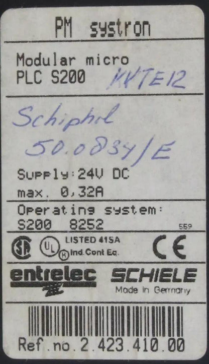 Entrelec Schiele Systron PLC S200 PM