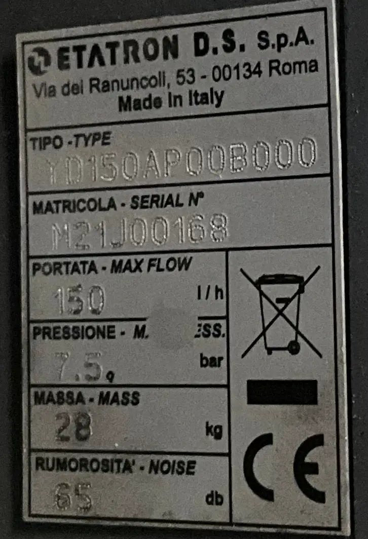 Etatron YD150AP00B000 Dosing Pump