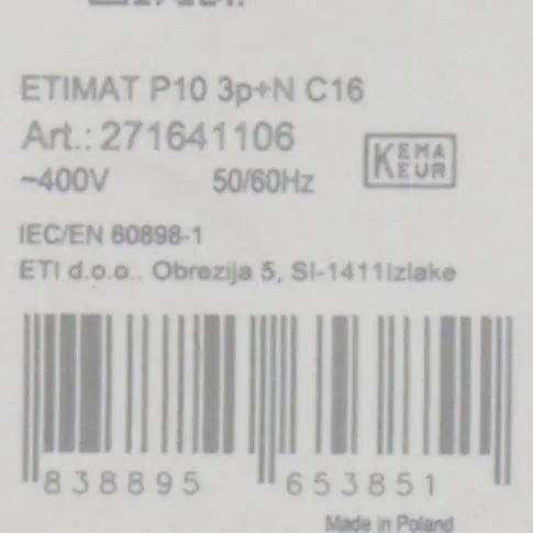 Etimat P10 3p C16 Circuit Breaker