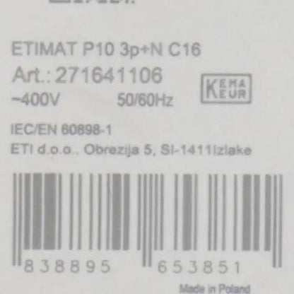 Etimat P10 3p C16 Circuit Breaker