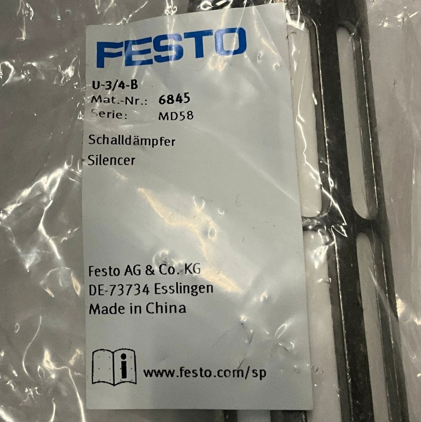 Festo U-3/4-B Pneumatic Silencer 6845