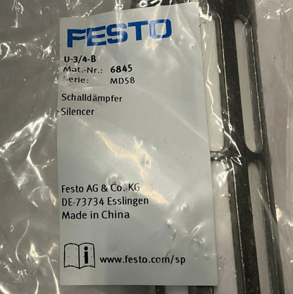 Festo U-3/4-B Pneumatic Silencer 6845