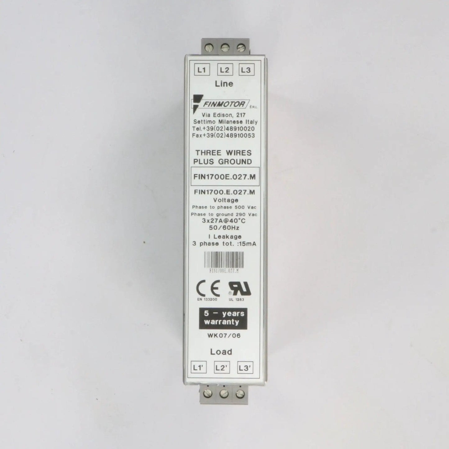 Finmotor FIN1700 E 027 M Three Phase Filter