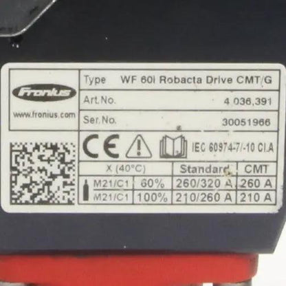 Fronius WF 60i Robacta CMT/G Push/Pull Drive