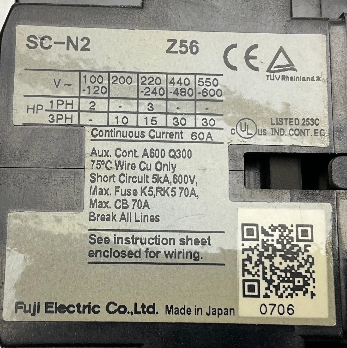 Fuji Electric SC-N2 Z56 Magnetic Contactor