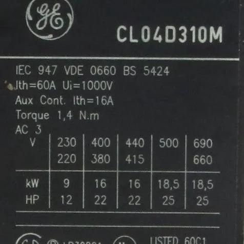 GE General Electric CL04D310M Contactor