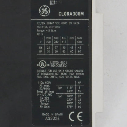GE General Electric CL08A300M Contactor