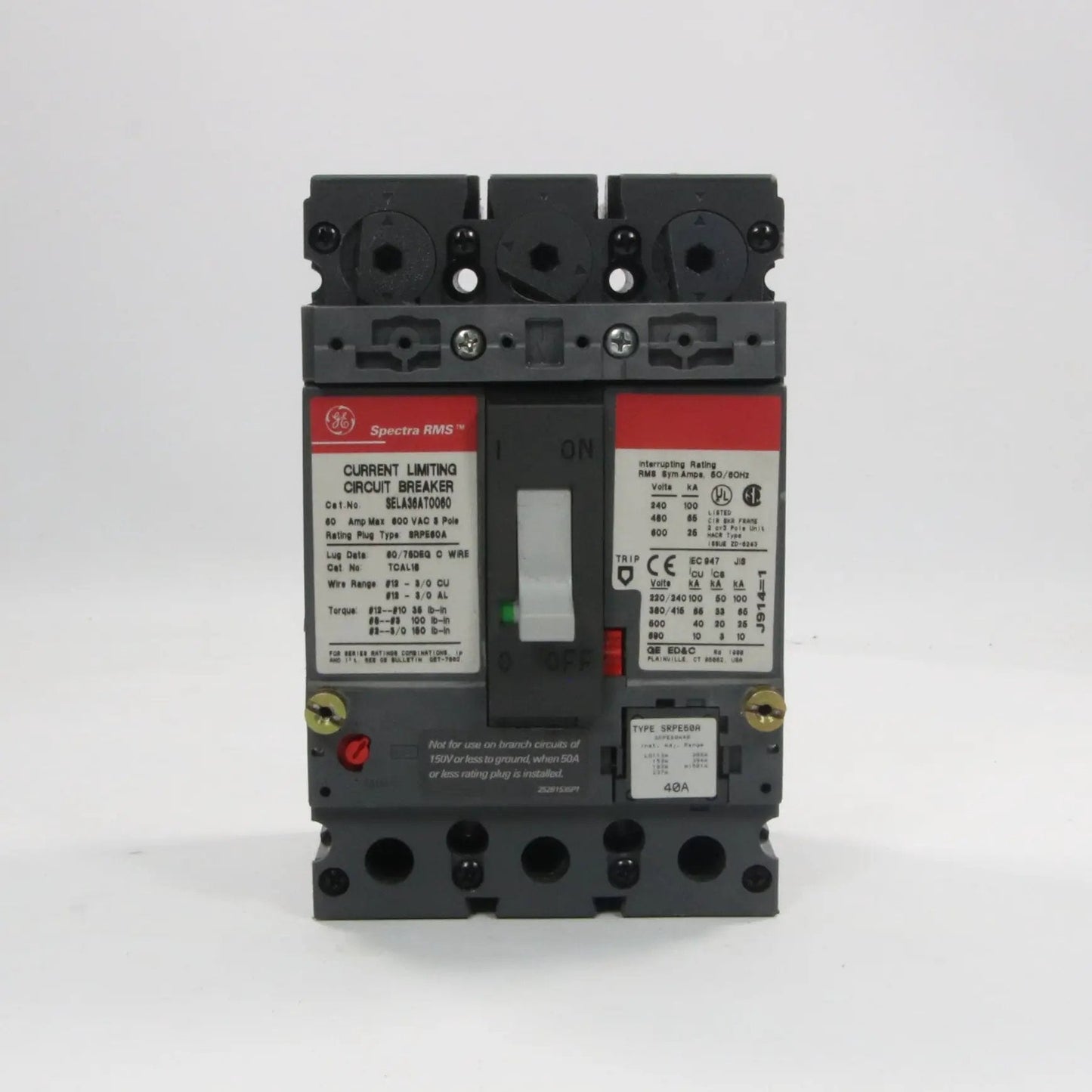 GE General Electric Spectra RMS SELA36AT0060 Circuit Breaker