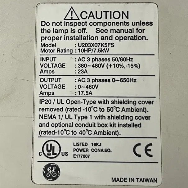 GE General Electric VAT200 Compact Variable Frequency Drive - 7.5kW