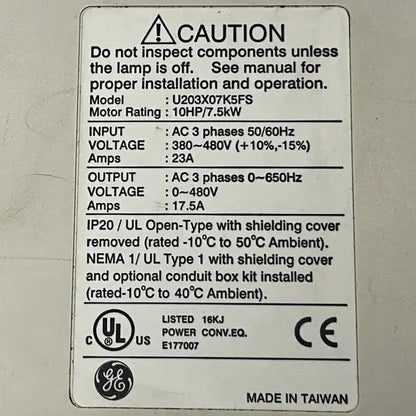 GE General Electric VAT200 Compact Variable Frequency Drive - 7.5kW