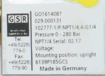 GSR GO1614087 Solenoid Valve