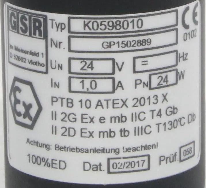 GSR K0598010 Solenoid Coil