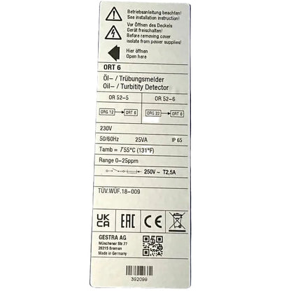 Gestra ORT 6 Spector Compact Oil/Turbidity Detector Controller
