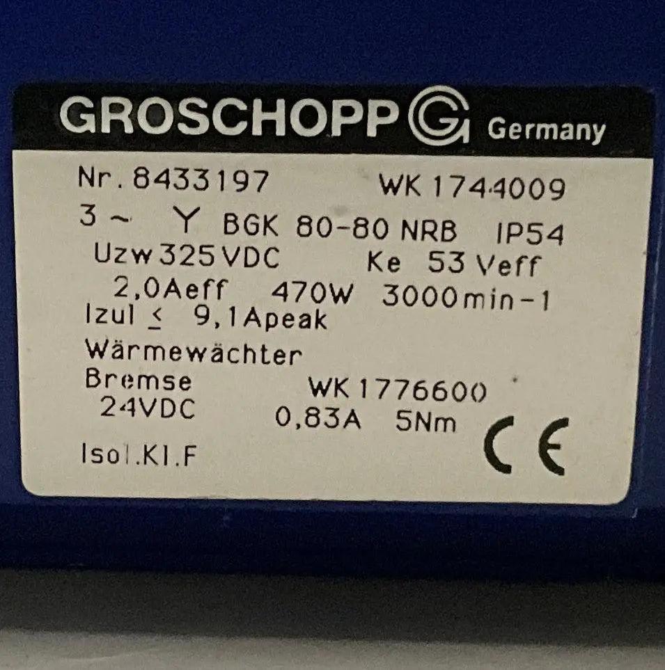 Groschopp WK 1744009 24VDC Brake Gear Motor