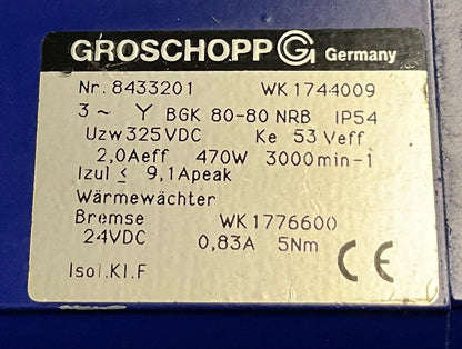 Groschopp WK 1744009/020 24VDC Brake Gear Motor