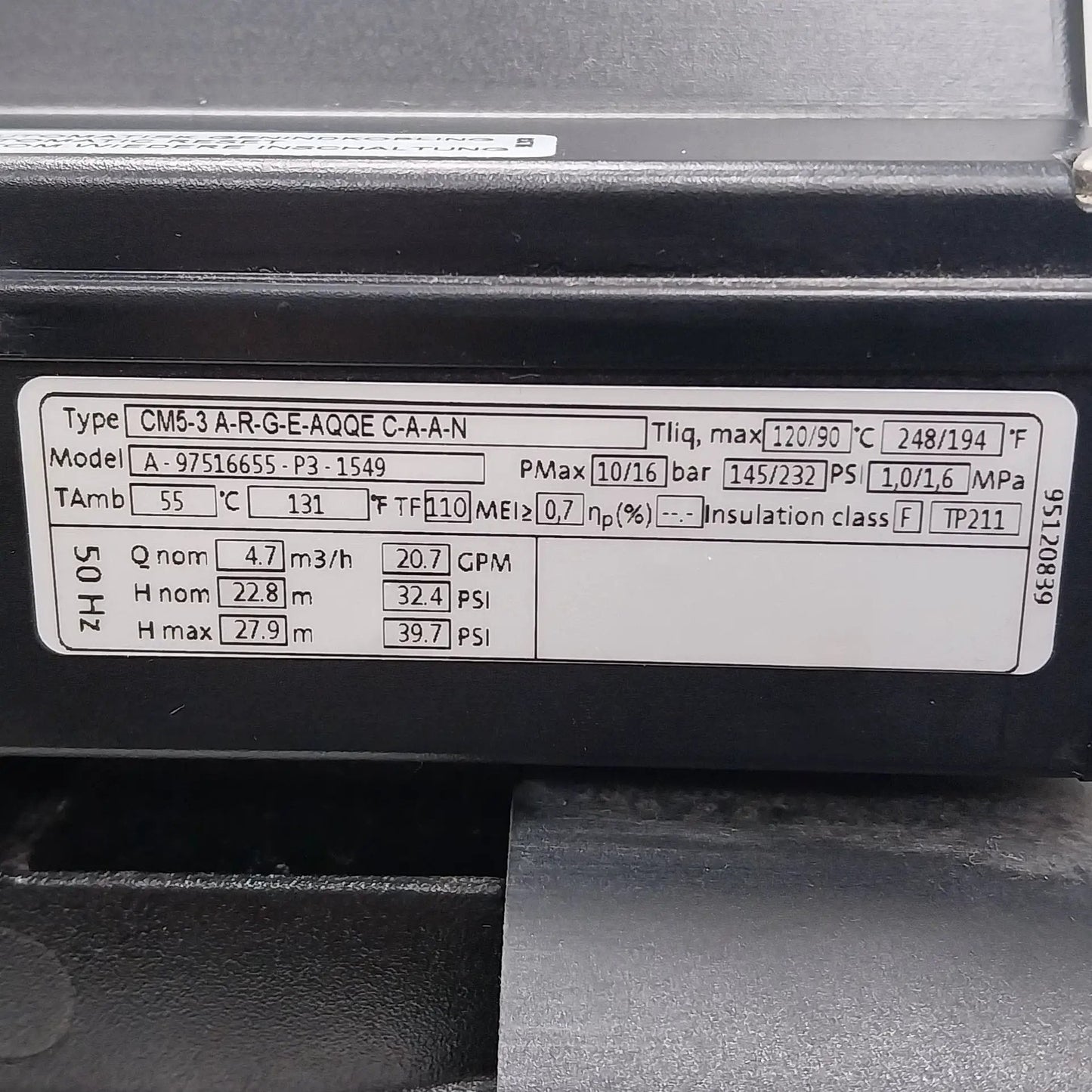 Grundfos CM5-3 A-R-G-E-AQQE C-A-A-N Horizontal Multistage Centrifugal Pump
