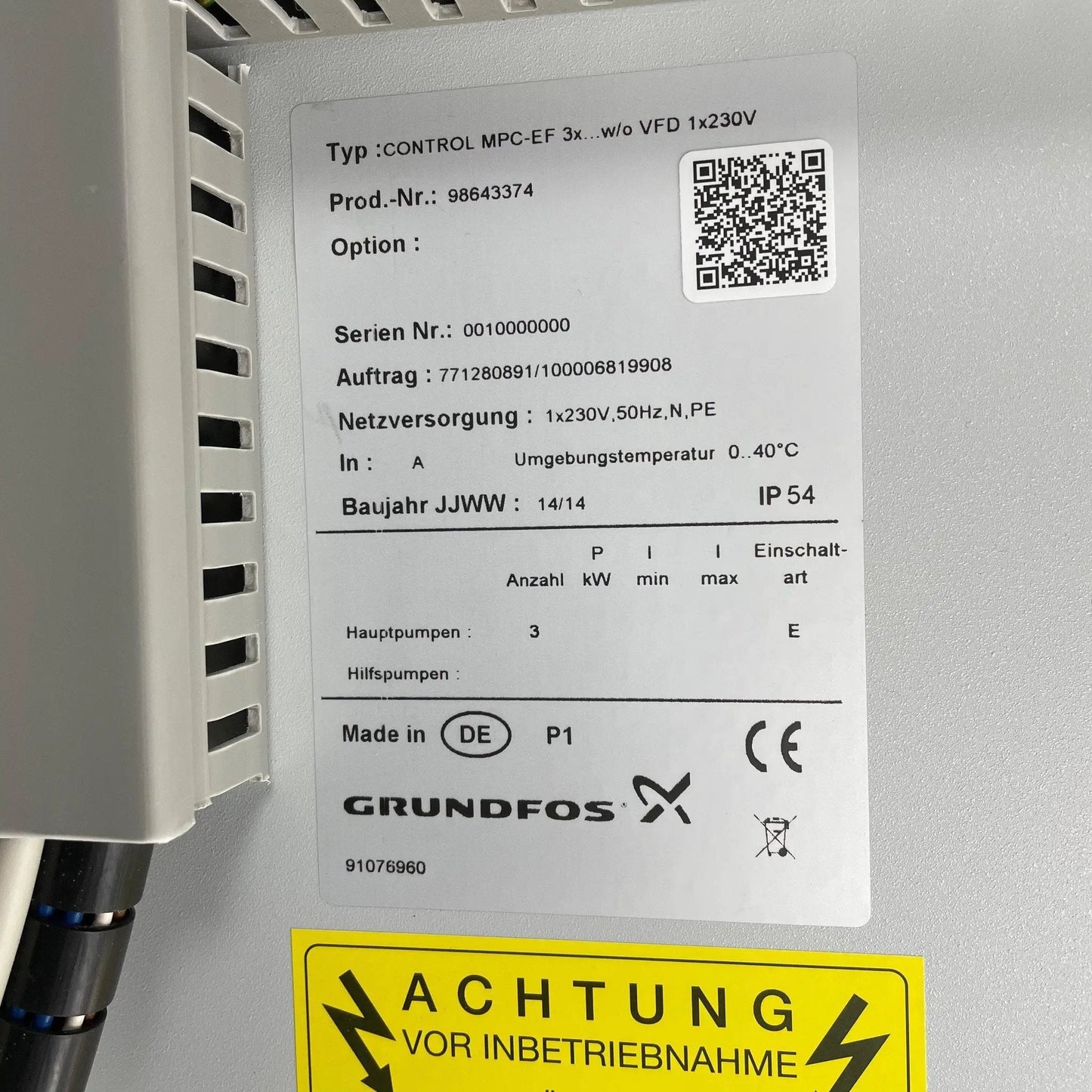 Grundfos Pump Controller cabinet 98643374