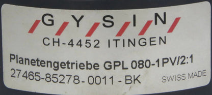 Gysin GPL080-1PV/2:1 Planetary Gear Motor